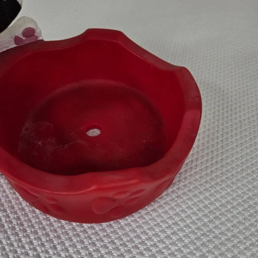 Vintage 90s Dog Bowl Figure Applause Disney 101 Dalmatians Red White Trinket Dis
